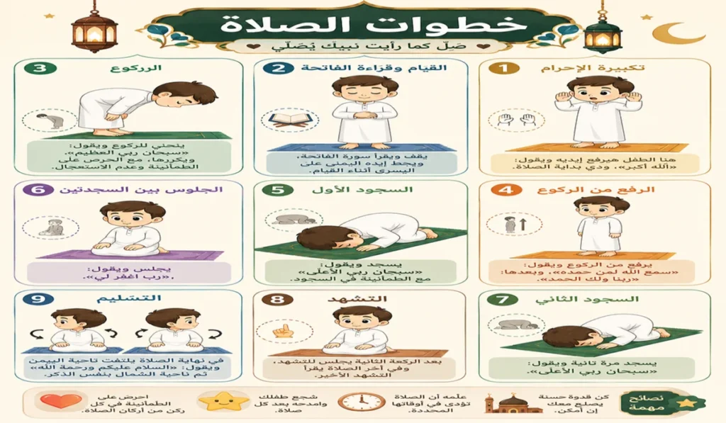 خطوات الصلاة بالترتيب